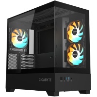 Case|GIGABYTE|C201 PANORAMIC|MidiTower|Case product features Rackmountable/Removeable HDD basket/Transparent panel|Not included|MicroATX|MiniITX|Colour Black|GB-C201P
